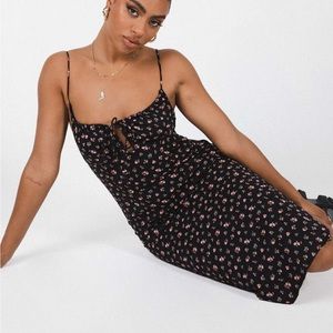 Princess Polly noda black floral midi dress SIZE 4